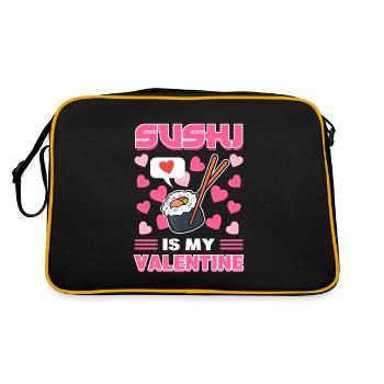 Sushi mein Valentinstag Sushi -Fan - Retro Tasche - Schwarz/Gold - Hinten