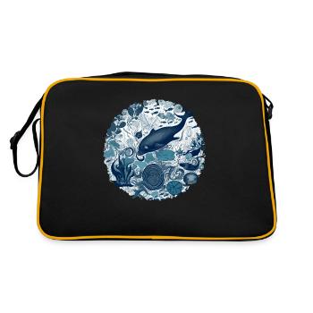 Wunder des Ozeans - Retro Tasche - Schwarz/Gold - Hinten