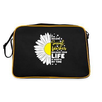 I became a social worker because your life is - Retro Tasche - Schwarz/Gold - Hinten