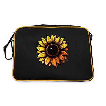 Sonnenblume - Retro Tasche - Schwarz/Gold - Hinten