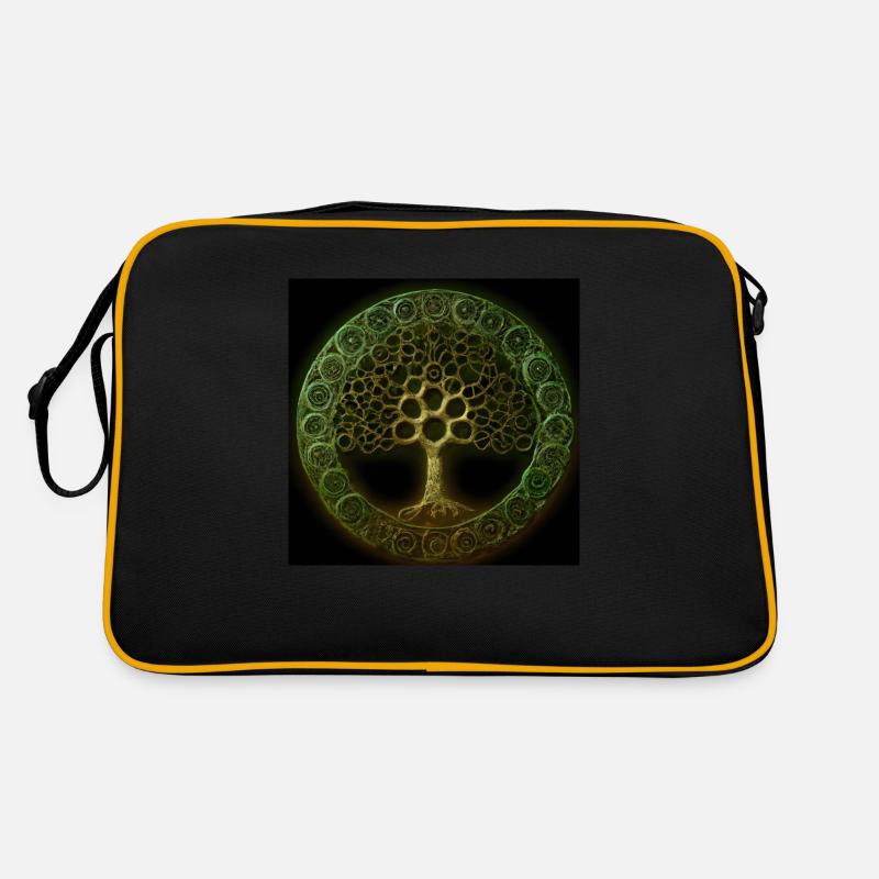 Keltischer Baum des Lebens - Retro Tasche - Schwarz/Gold