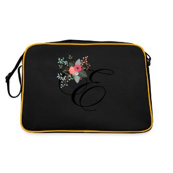 Letter e fleuris - Retro Tasche - Schwarz/Gold - Hinten