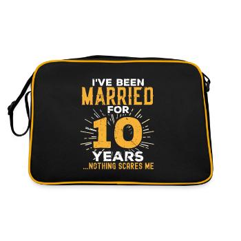 10th Wedding Anniversary Funny Couples Married Gif - Retro Bag - black/gold - Back
