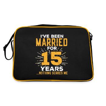 15th Wedding Anniversary Funny Couples Married Gif - Retro Bag - black/gold - Back