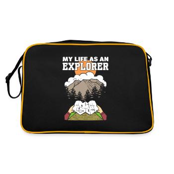 My Life As An Explorer Backpacker - Retro Tasche - Schwarz/Gold - Hinten