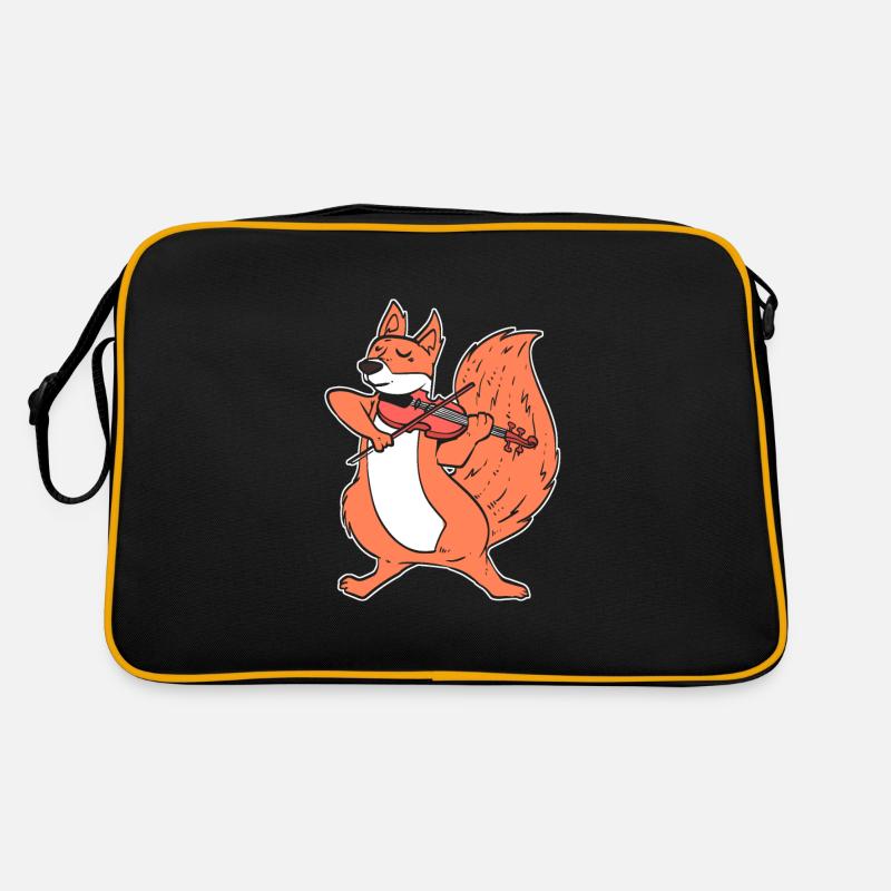 Squirrel playing violin musician Retro Bag