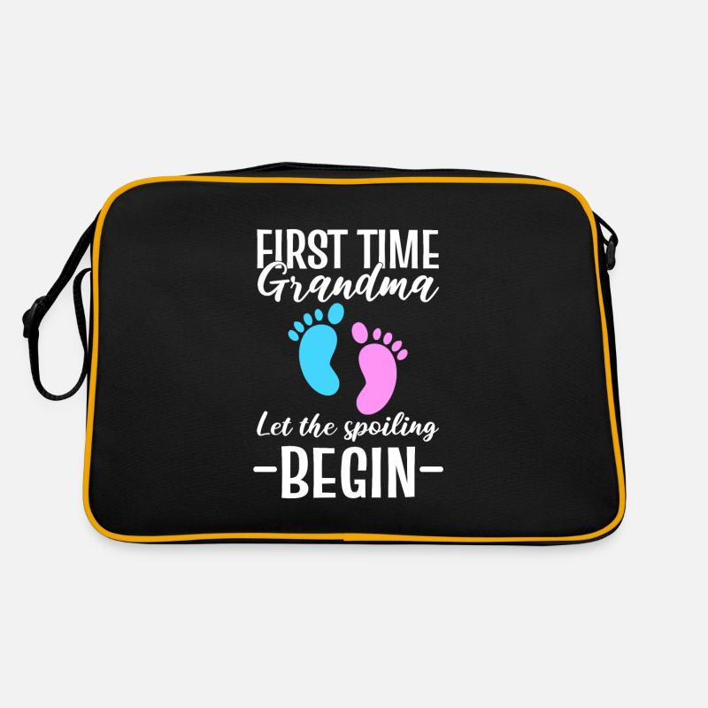 First Time Grandma Let The Spoiling Begin Oma - Retro Tasche - Schwarz/Gold