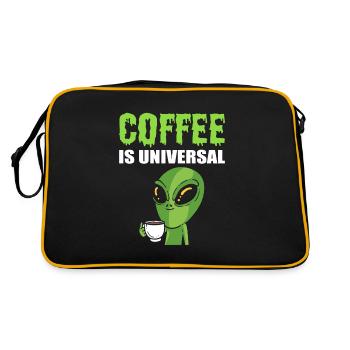 Alien drink coffee coffee addict - Retro Bag - black/gold - Back