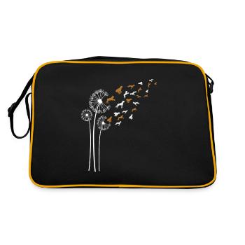 Boxer Hund Löwenzahnblüte für Löwenzahn-Liebhaber - Retro Tasche - Schwarz/Gold - Hinten