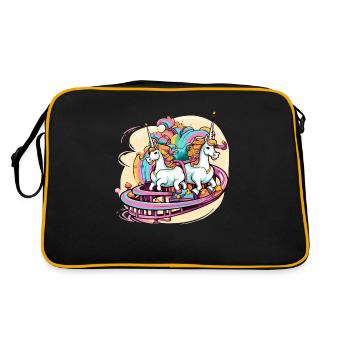 Unicorns at the amusement park - Retro Bag - black/gold - Back