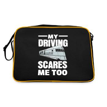 My Driving Scares Me Too Zugführer - Retro Tasche - Schwarz/Gold - Hinten