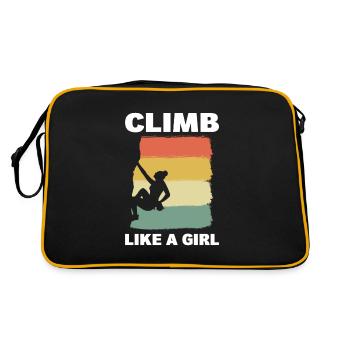 Climb Like A Girl Bergsteigerin - Retro Tasche - Schwarz/Gold - Hinten