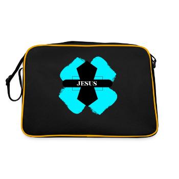 Jesus cross türkis - Retro Tasche - Schwarz/Gold - Hinten
