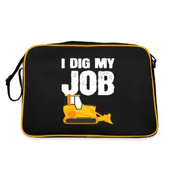 Lustiger Anbieter schwerer Geräte Bauarbeiter - Retro Tasche - Schwarz/Gold - Hinten