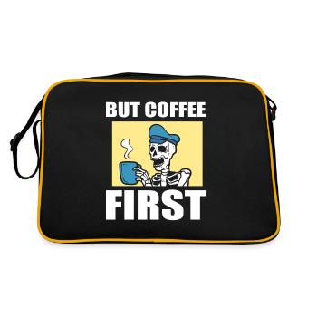 But Coffee First Kaffeeliebhaber - Retro Tasche - Schwarz/Gold - Hinten
