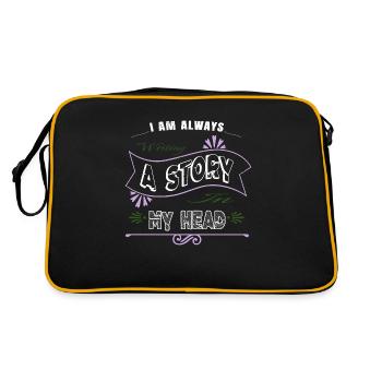 book author writing coffeecups blog gift idea - Retro Bag - black/gold - Back
