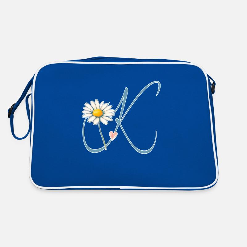 Buchstabe K Gänseblümchen Herz Retro Tasche