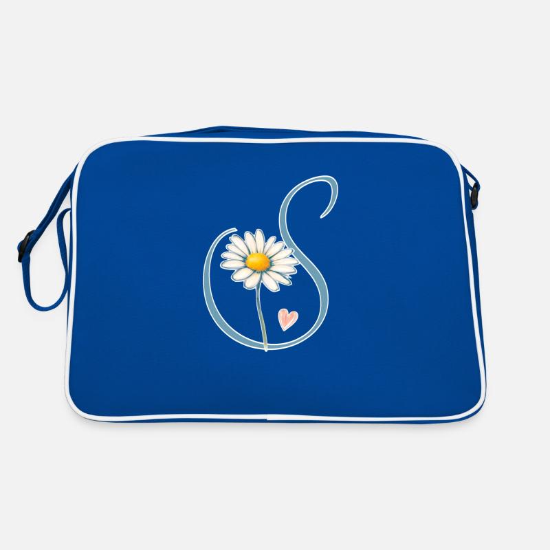 Buchstabe S Gänseblümchen Herz Retro Tasche