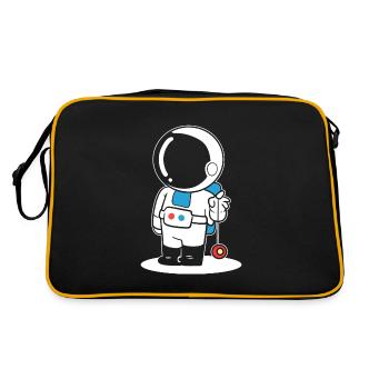 Astronaut spielt Yoyo Astronaut - Retro Tasche - Schwarz/Gold - Hinten