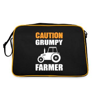 Caution Grumpy Farmer Bauer - Retro Tasche - Schwarz/Gold - Hinten
