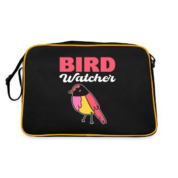 Bird Watcher Vogelbegeisterte - Retro Tasche - Schwarz/Gold - Hinten