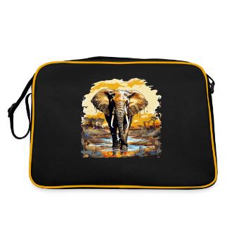 Elephant Design Elephant Animal Proboscis Animal - Retro Bag - black/gold - Back