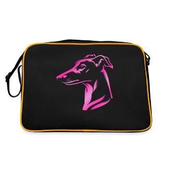 Greyhound Whippet, tête de chien, dessin rose - Sac Retro - noir/or - Dos