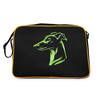 Greyhound Whippet, tête de chien, dessin vert - Sac Retro - noir/or - Dos