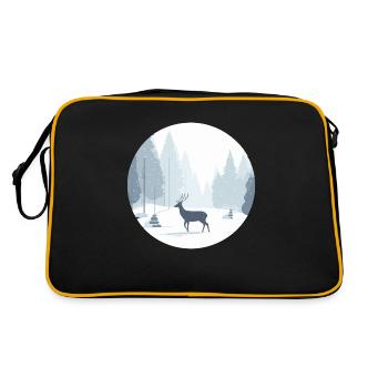 Cerf solitaire Noël Hiver Neige Forêt Paysage - Sac Retro - noir/or - Dos