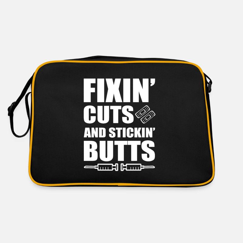 Lustige Krankenschwester - Retro Tasche - Schwarz/Gold