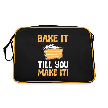 Bake It Till You Make It Bäckerei Angestellter - Retro Tasche - Schwarz/Gold - Hinten