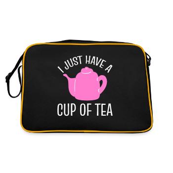 Lustiger Teeliebhaber Teetrinker - Retro Tasche - Schwarz/Gold - Hinten