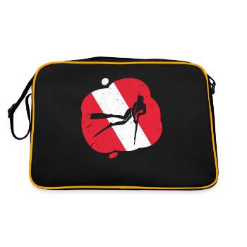 Red White Diving Flag Harpoon Hunting Diver - Retro Bag - black/gold - Back