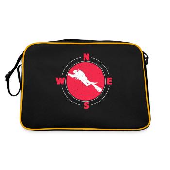 Drapeau de plongée blanc rouge plongée sous-marine plongeur - Sac Retro - noir/or - Dos