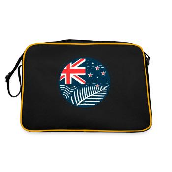 Neuseeland Aotearoa Kiwi 7 - Retro Tasche - Schwarz/Gold - Hinten