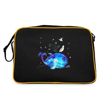 Gute Laune Wal - Retro Tasche - Schwarz/Gold - Hinten