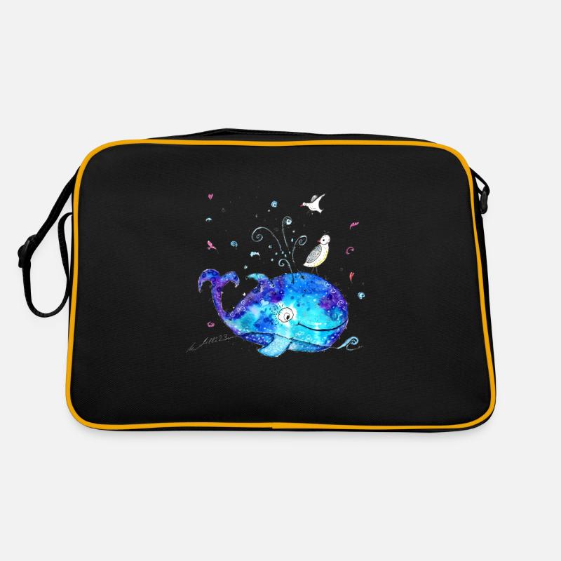 Gute Laune Wal - Retro Tasche - Schwarz/Gold