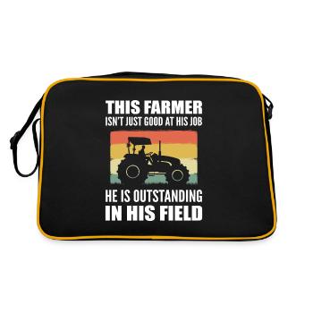 Lustiger Bauer Landwirt - Retro Tasche - Schwarz/Gold - Hinten