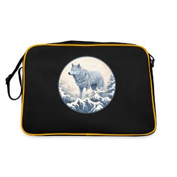 Loup japonais bleu et neige - Sac Retro - noir/or - Dos