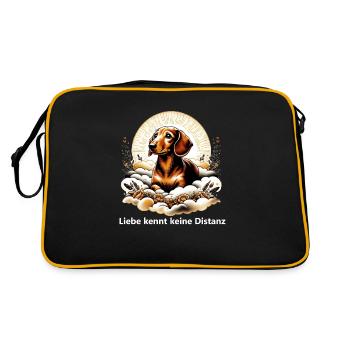 Rainbow Bridge Remembrance Dachshund - Retro Bag - black/gold - Back