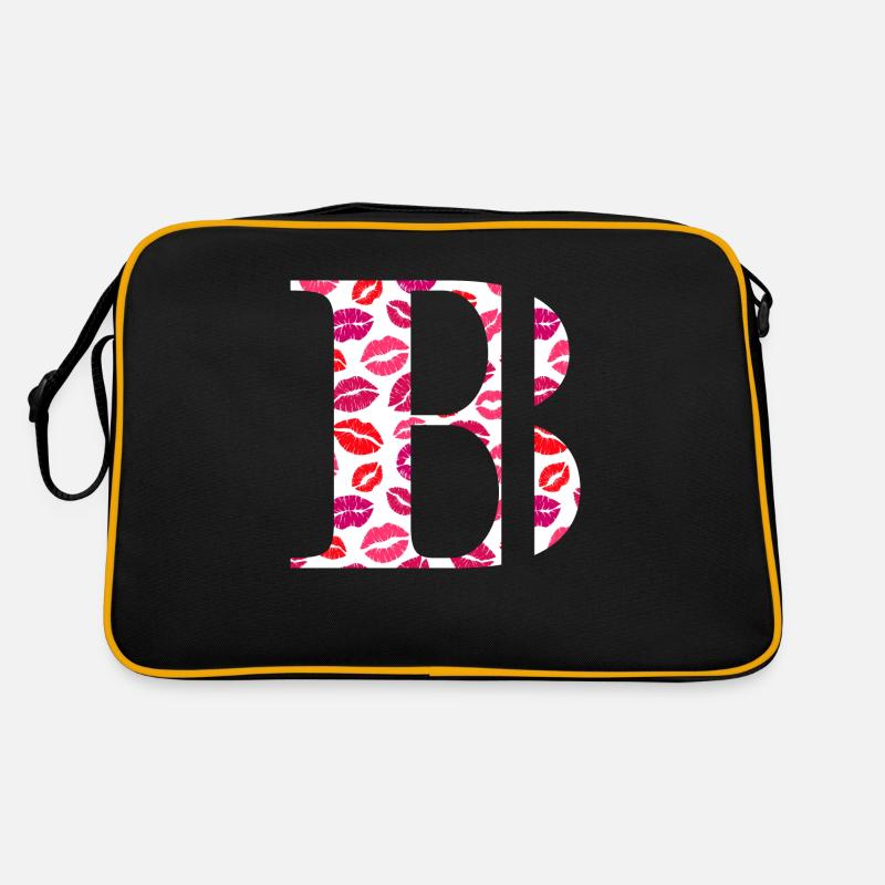 Buchstabe b Küsse - Retro Tasche - Schwarz/Gold
