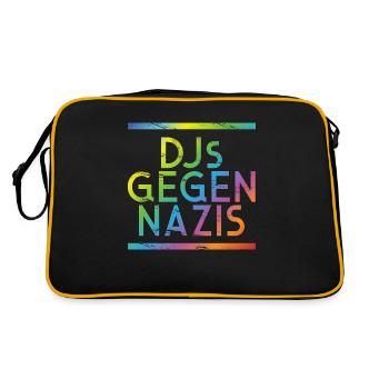 DJs gegen Nazis Regenbogen - Retro Tasche - Schwarz/Gold - Hinten