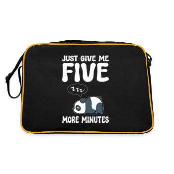 Lustiger Panda Schlafmütze - Retro Tasche - Schwarz/Gold - Hinten