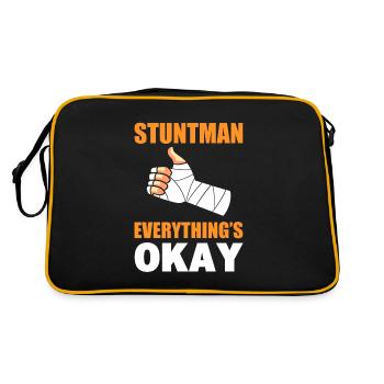 Lustiger Stuntman - Retro Tasche - Schwarz/Gold - Hinten