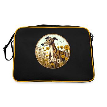 Gestromter Windhund - Retro Tasche - Schwarz/Gold - Hinten