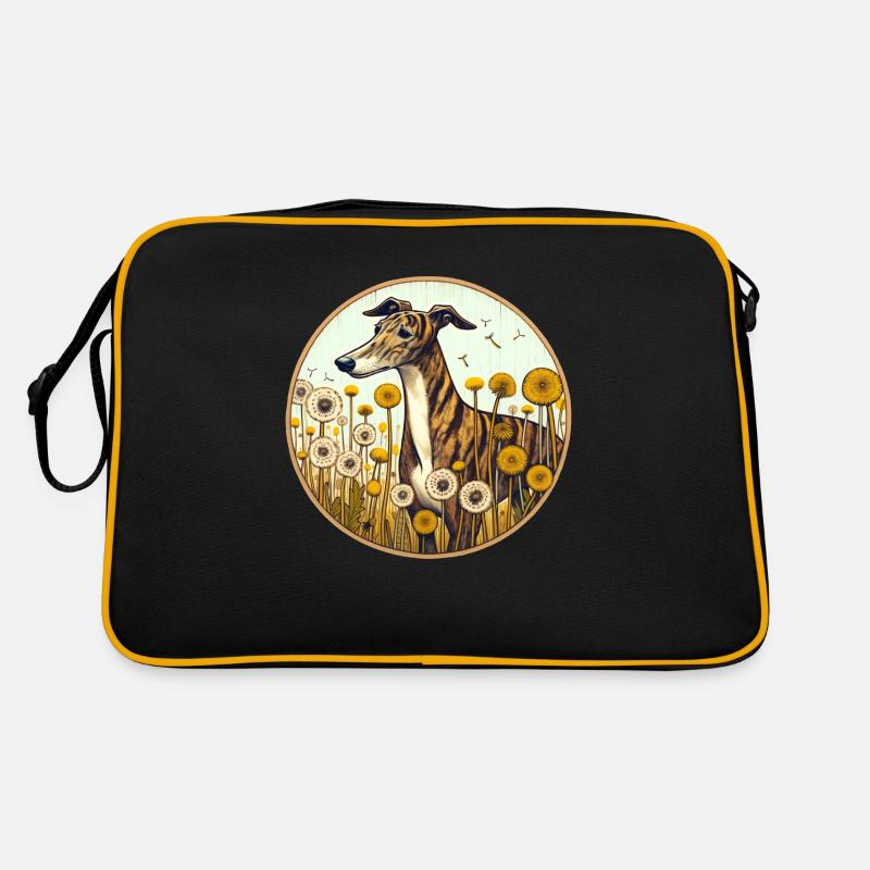 Gestromter Windhund - Retro Tasche - Schwarz/Gold