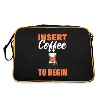 Insert Coffee To Begin Kaffeesüchtiger - Retro Tasche - Schwarz/Gold - Hinten