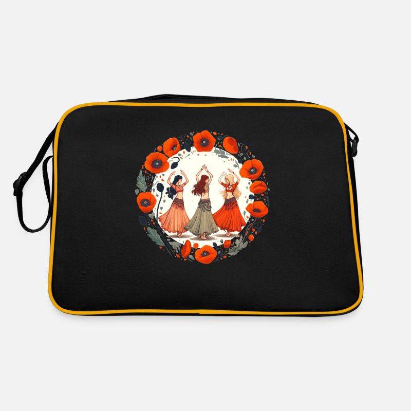 Mohn-Bauchtänzerinnen - Retro Tasche - Schwarz/Gold