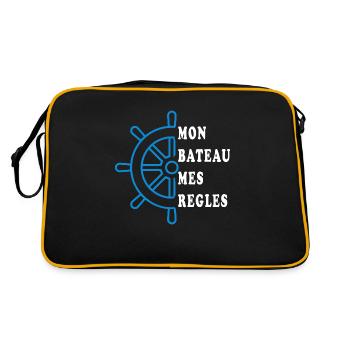 Mein Boot Meine Regeln - Retro Tasche - Schwarz/Gold - Hinten