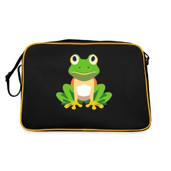 Grenouille verte assise. - Sac Retro - noir/or - Dos